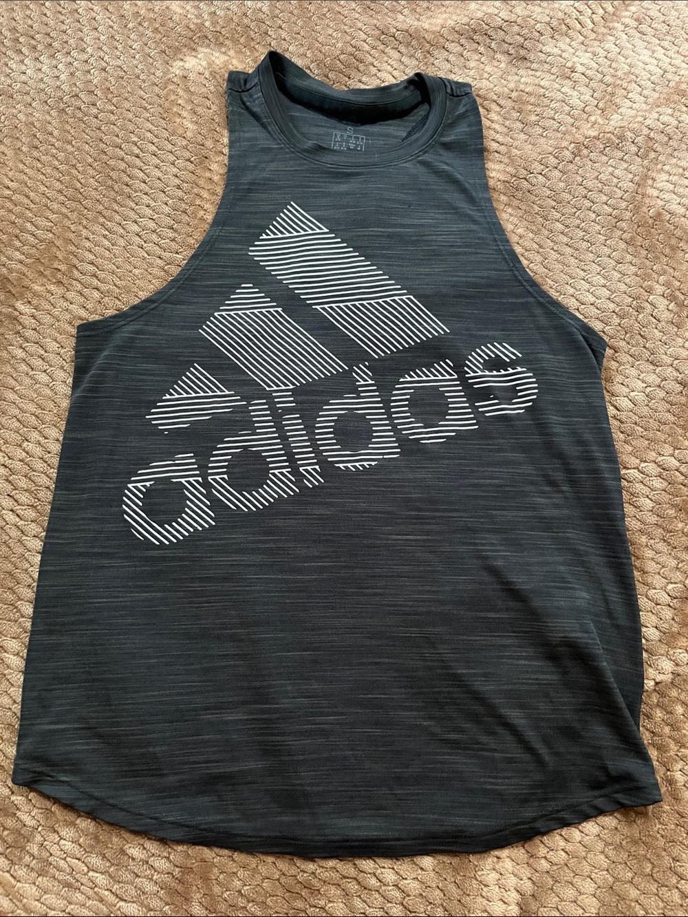 adidas Black Sleeveless Training Tank with White Striped Logo